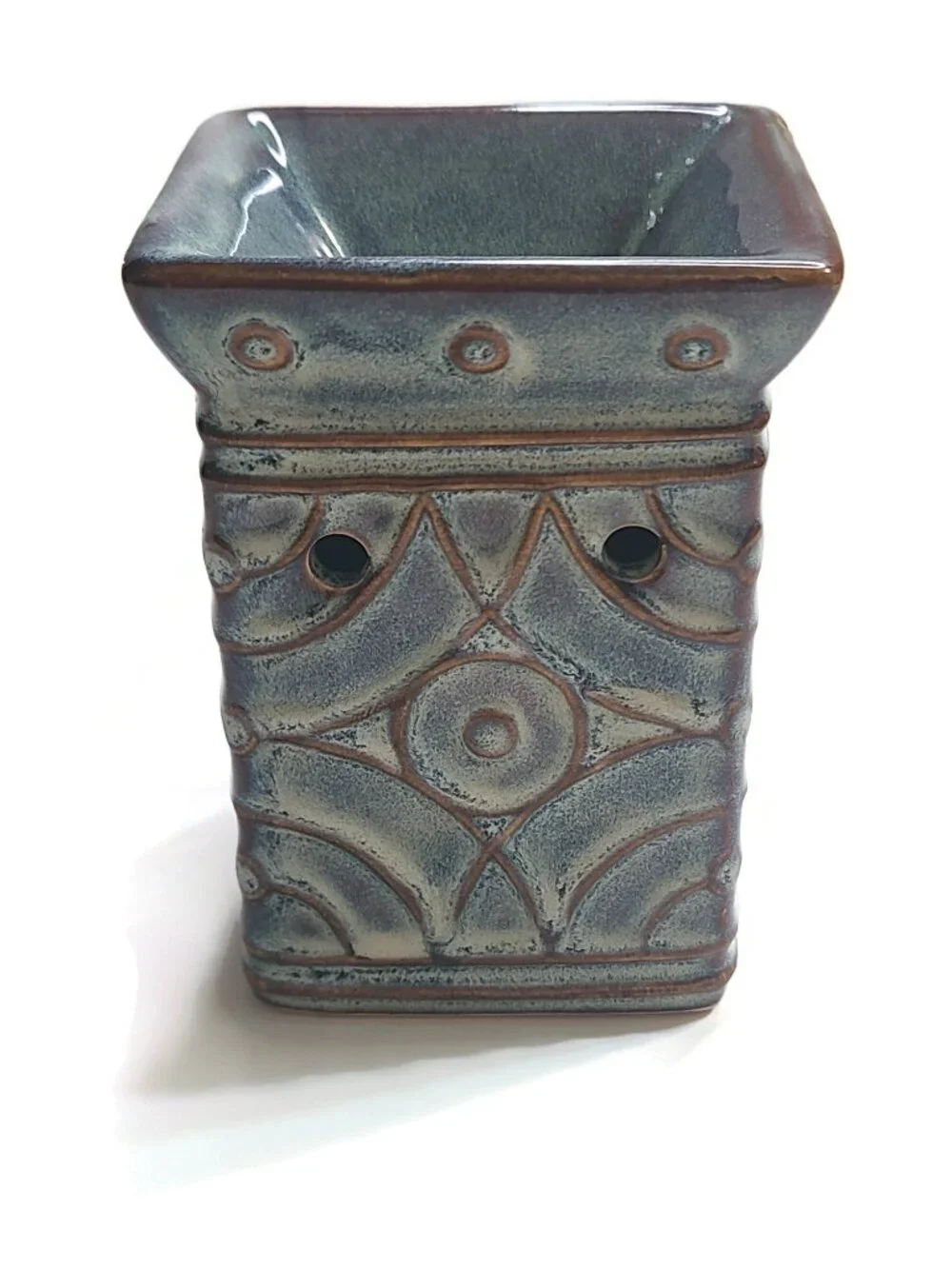 Scentsy LENORE Blue Brown Wall Plug In Mini Wax Warmer Aztec Geometric Retired